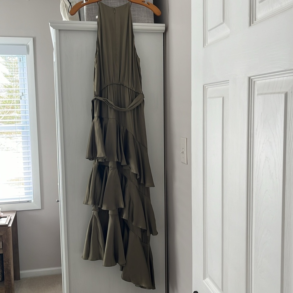 Zimmermann Green Fennel Silk Dress Ruffle Asymmetrical - Picture 11 of 11
